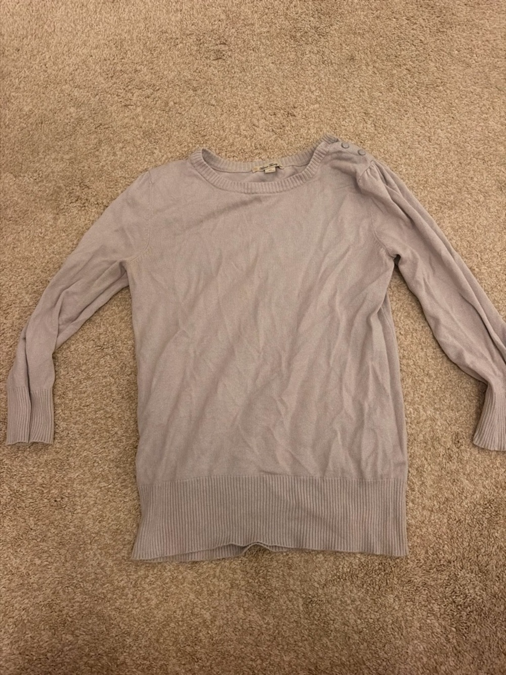 Forever 21 Light Lavender Button-Shoulder Crewneck Sweater